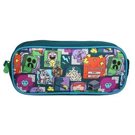 Trousse Scolaire Minecraft 2 Compartiments - Matière Oxford, Motif Imprimé, Pour école Ou Loisirs