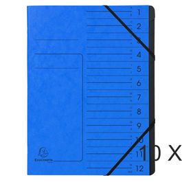 Trieur GRAPHMATE 12 Compartiments Bleu - Pour Classer Documents, Copies, Dossiers - Gain De Place Dans Le Cartable - 10