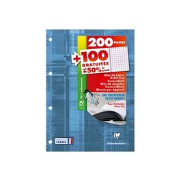 Bloc De Cours Clairefontaine A4 200 Pages Petits Carreaux – Papier 90g Velouté, Perforé 4 Trous, Couverture Pelliculée Bleue Électrique