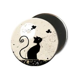 Aimant Décoratif KOOK KIUB – Forme Ronde Bug Art Chat Noir – Diamètre 5,5 Cm – Pour Frigo Ou Tableau Métallique