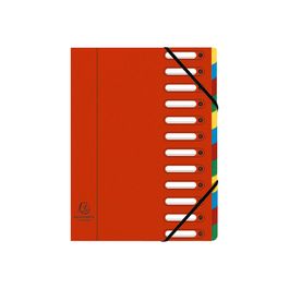 Trieur Papier avec élastiques 12 compartiments Rouge EXACOMPTA 55125E