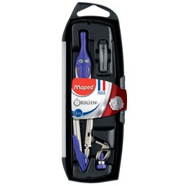 AQUITAINE PAPETERIE | COMPAS LIDERPAPEL MICROMÉTRIQUE ARTICULÉ 2 BRANCHES ADAPTATEUR Circonference 32cm Longueur 17cm Mines 2mm Etui Plastique