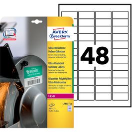 Étiquettes Adhésives Polyester Avery L7060-20 - 20 Feuilles A4 - Résistantes à L'Eau Et UV - Pour Imprimantes Laser