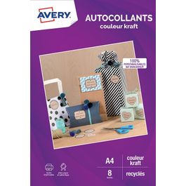 Avery - Autocollants kraft - 8 feuilles A4 Pas Cher