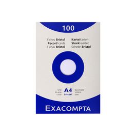 Exacompta - Étui de 100 fiches - bristol uni perforé 210x297mm - Blanc