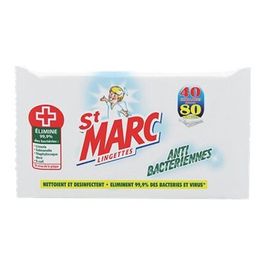 Lingettes Nettoyantes & Désinfectantes St Marc - Pack De 8 X 80 Lingettes - Anti-bactérien & Compostables