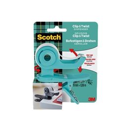 Dévidoir Ruban Adhésif Scotch Clip&Twist - Rechargeable - Avec Ruban Magic Invisible - 19mm