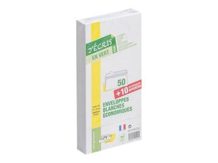 GPV Green - 50 Enveloppes recyclées + 10 gratuites DL 110 x 220 mm - 75 gr - sans fenêtre - bande auto-adhésive