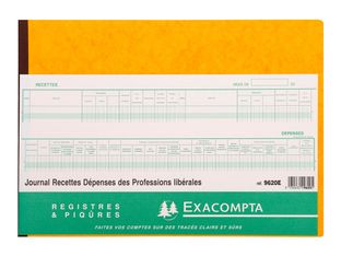 Exacompta - Registre des recettes/dépenses pour professions libérales - 27 x 38 cm - 80 pages