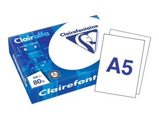 Clairefontaine - Papier ultra blanc - A5 (148 x 210 mm) - 80 g/m² -  Ramette de 500 feuilles