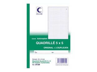 ELVE - Manifold quadrillé 5x5 - 50 tripli - 14,8 x 21 cm