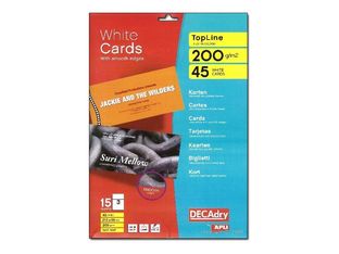 Apli DECAdry - Papier pour 45 cartes de visite 210 x 99 mm - 200 g/m² - 15 feuilles