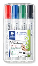 STAEDTLER LUMOCOLOR 351 - Pack de 4 marqueurs effaçables - pointe ogive - couleurs assorties