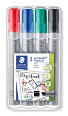 STAEDTLER LUMOCOLOR 356 - Pack de 4 marqueurs permanents - pointe biseau - couleurs assorties