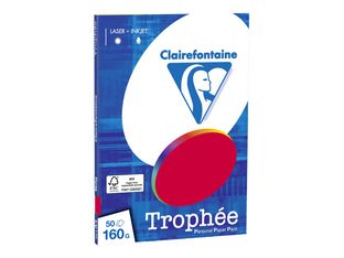 Clairefontaine Trophée - Papier couleur - A4 (210 x 297 mm) - 160 g/m² - Ramette de 50 feuilles - rouge groseille