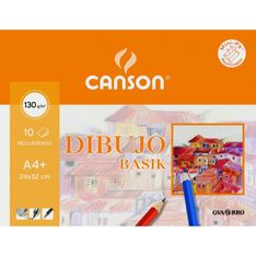 Canson minipack A4 10 hojas dibujo basik recuadro 130gr.