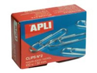 APLI No.2 - Clips de papeles - 32 mm - níquel - paquete de 100