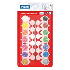 Milan blister con 14 botes de tempera de 5ml y un pincel