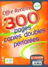 Calligraphe - copies doubles sous film -300 pages - A4 - grands carreaux (Seyes) - perforées