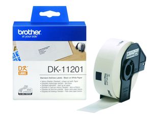 Brother DK-11201 - Ruban d'étiquettes auto-adhésives - 1 rouleau de 400 étiquettes (29 x 90 mm) - fond blanc écriture noire