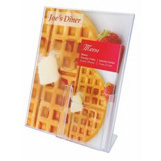 Portacartel A4 inclinado con compartimento para folletos