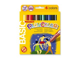 Playcolor Basic Pocket - Barra de pintura - aguada - para cartón, madera - colores surtidos - 5 gramo (paquete de 6)