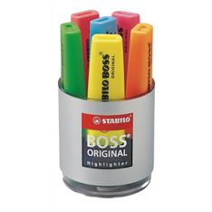 Stabilo BOSS ORIGINAL - Pot de 6 surligneurs - couleurs assorties - encre à l'eau - 2-5 mm
