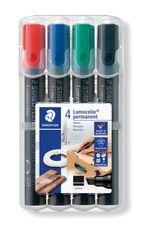 STAEDTLER Lumocolor 350 - Pack de 4 marqueurs permanents - pointe biseau - couleurs assorties