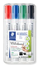 STAEDTLER LUMOCOLOR 351 - Pack de 4 marqueurs effaçables - pointe biseau - couleurs assorties