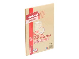 GPV Pack'n Post - 10 Pochettes kraft armé - C4 229 x 324 mm - 120 gr - bande auto-adhésive