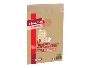GPV Pack'n Post - 5 Pochettes kraft armé à soufflets - C4 229 x 324 mm - 130 gr - bande auto-adhésive