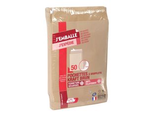 GPV Pack'n Post - 50 Pochettes kraft à soufflets C4 229 x 324 mm - 120 gr - bande auto-adhésive