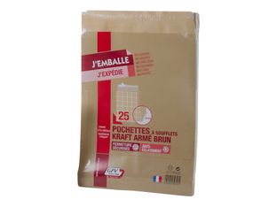 GPV Pack'n Post - 25 Pochettes kraft à soufflets 280 x 375 mm - 130 gr - bande auto-adhésive