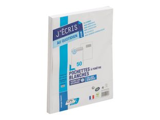 GPV - 50 Pochettes Enveloppes C4 229 x 324 mm - 90 gr - fenêtre 50x100 mm - blanc - bande adhésive