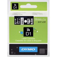 Dymo D1 - Ruban d'étiquettes auto-adhésives - 1 rouleau (19 mm x 7 m) - fond noir écriture blanche 