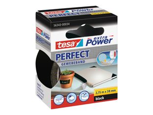 Tesa extra Power Perfect - Ruban adhésif en toile - 38 mm x 2.75 m - noir