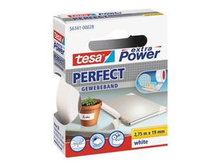 Tesa extra Power Perfect - Ruban adhésif en toile - 19 mm x 2.75 m - blanc