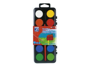 Lefranc Bourgeois - Peinture - 12 tubes de gouache - tempéra - couleurs assorties + pinceau