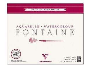 Clairefontaine Fontaine - Bloc de papier aquarelle grain fin - 24 x 30 cm - 25 feuilles - 300 g/m²