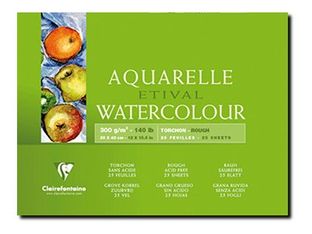 Clairefontaine Etival - Bloc de papier aquarelle grain torchon - 25 feuilles 30 x 40 cm - 300 g/m²