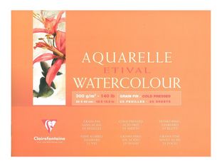 Clairefontaine Etival - Bloc de papier aquarelle - 25 feuilles 30 x 40 cm - 300 g/m²