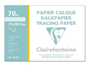 Clairefontaine Fine Arts - Pochette papier à dessin calque - 12 feuilles - A4 - 70G