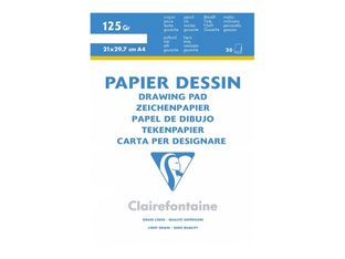 Clairefontaine Dessin à Grain - Bloc dessin - 20 feuilles - A4 - 125 gr - blanc