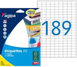 Apli Agipa - Etui A5 - 3024 Étiquettes blanches multi-usages - 9 x 13 mm - coins arrondis - réf 114008