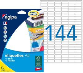 Apli Agipa - Etui A5 - 2304 Étiquettes blanches multi-usages - 8 x 20 mm - coins arrondis - réf 114017