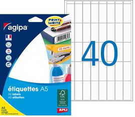 Apli Agipa - Etui A5 - 640 Étiquettes blanches multi-usages - 35 x 15 mm - coins arrondis - réf 114021