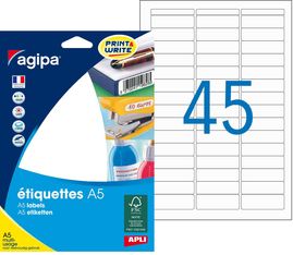 Apli Agipa - Etui A5 - 720 Étiquettes blanches multi-usages - 12,8 x 38 mm - coins arrondis - réf 114044