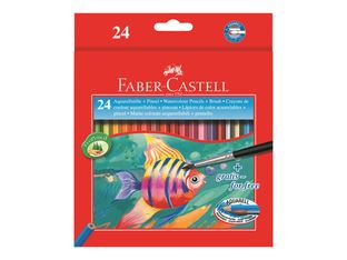 Faber-Castell - Juego de pincel y pinturas de colores - acuarela (paquete de 24)