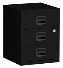 Caisson mobile métallique monobloc - H52 x L41 x P40 cm - 3 tiroirs - noir