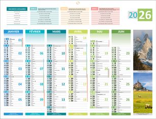 Calendrier bancaire année civile BOUCHUT "4 Saisons Medium" 32 x 42 cm Pefc 70 %